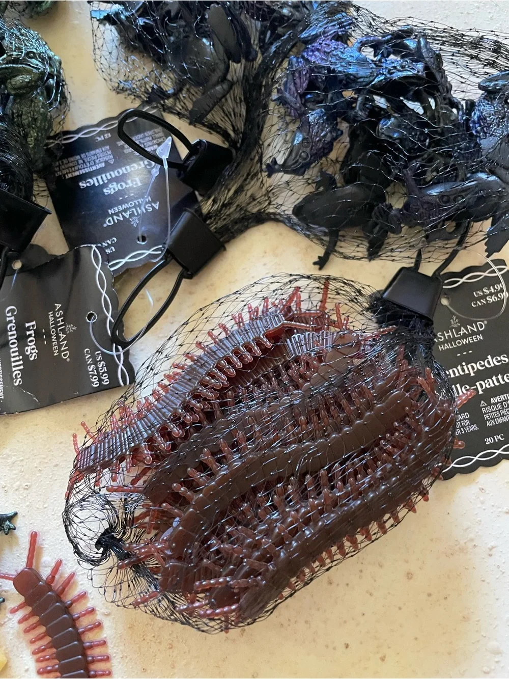 Halloween Craft Creepy Critters - Iridescent Frogs - Maggots - Centipedes  NWT